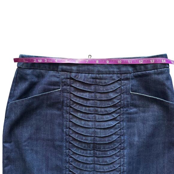Anthropologie Leifsdottir Denim mini skirt Womens Sz 4 Pleated jean Pockets - Picture 7 of 10